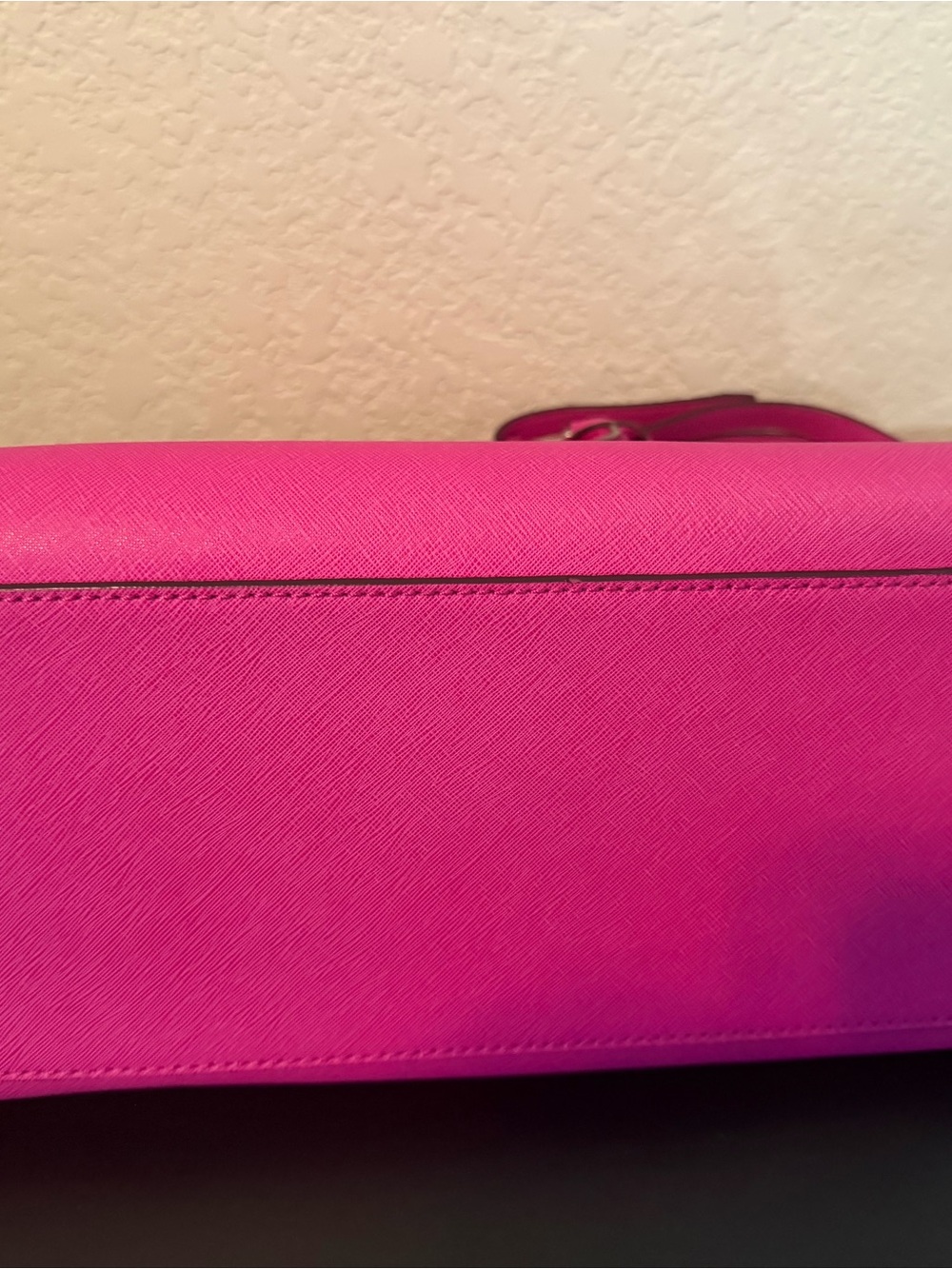 Michael Kors Hot Pink Saffiano Leather Satchel with Silver Accents - Picture 2 of 3
